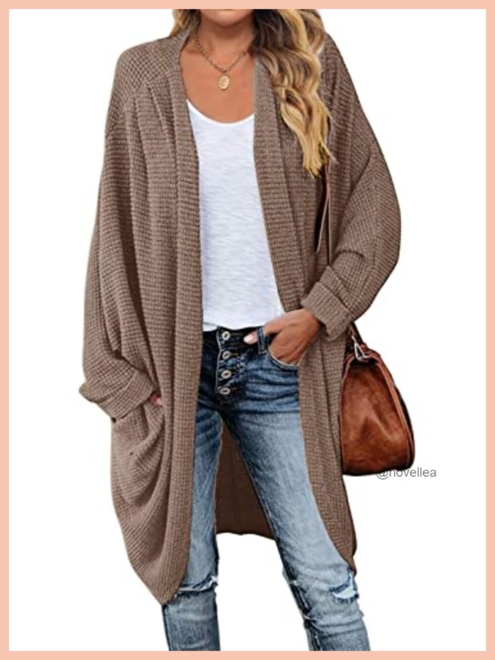 Oversized Waffle Knit Cardigan Dolman Sleeve Shawl Collar Slouchy Fall Sweater